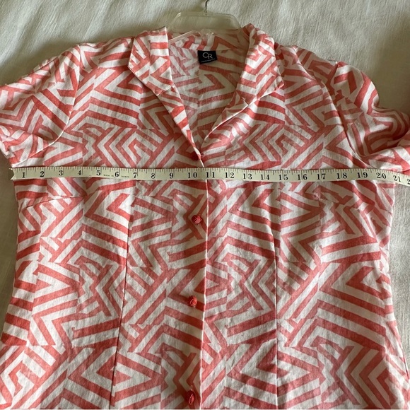 Connie Roberson Shirt Womens L Linen Button Up Geometric Lagenlook Made in USA - Picture 7 of 15